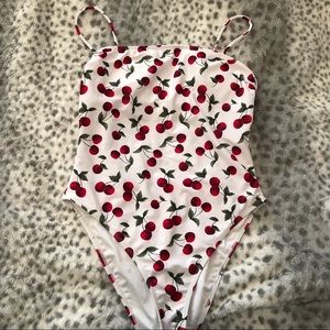 cherry one piece bikini